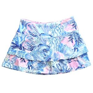 Lilly Pulitzer UPF 50+ Luxletic Adlai Skort in Saltwater Blue Shade Seekers, SM